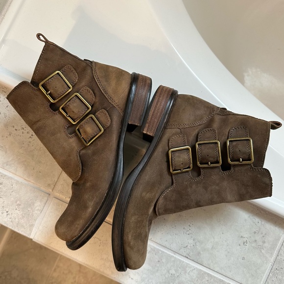 Lucky Brand Brown Ankle Boots with Buckles - Picture 4 of 8